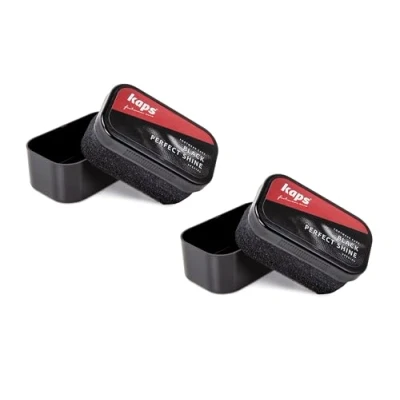 Abbildung von Kaps Polierschwamm Perfect Shine (2er Pack), Doppelpack Schwarzer Polier Schwamm für Einen Gepflegten Look Sofortglanz Leder und Synthetik Schuhe Einfach zu Verwenden, Langlebig, Kompakt