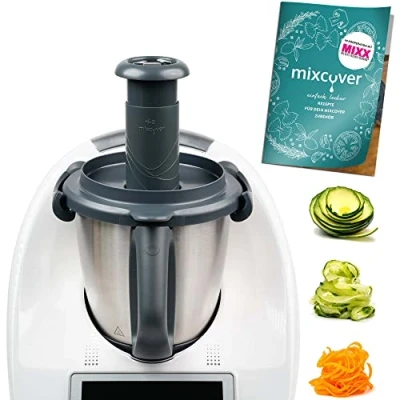 Abbildung von mixcover verbesserter Spiralschneider Gemüsenudeln herstellen mit Ebook Rezeptheft kompatibel Vorwerk Thermomix TM6 oder TM5 Gemüsepasta Gemüsehobel GemüseStyler