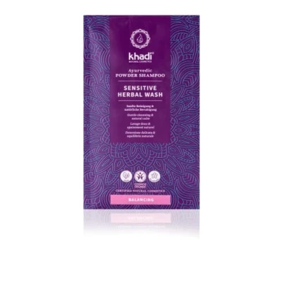 Abbildung von khadi SENSITIVE HERBAL WASH Ayurvedische Haarmaske, Mild reinigendes, beruhigendes &amp; intensiv pflegendes Pulver Shampoo,100% natürlich, vegan, silikon sulfat frei, Zertifizierte Naturkosmetik 50g