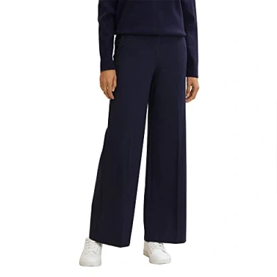 Abbildung von TOM TAILOR Damen Lea Straight Stoffhose 1033285, 30025 Navy Midnight Blue, 32W / 32L