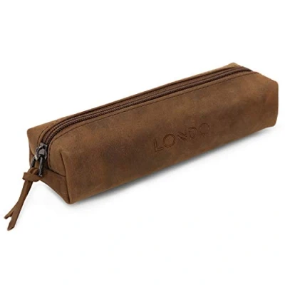Abbildung von Londo Feder , Bleistift und Kosmetiketui aus echtem Leder mit Reißverschluss Tasche für Schreibwaren
