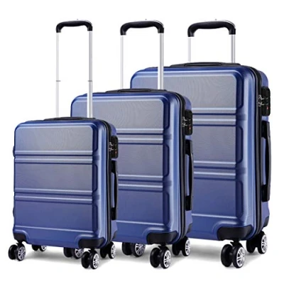 Abbildung von KONO Kofferset 3 Teilig Hartschale Reisekoffer Set mit 4 Rollen und TSA Schloss, Zwillingsrollen Trolley Rollkoffer in M L XL Koffer Handgepäck, Mittelgroß, Groß (Dunkelblau)