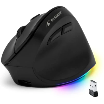 Abbildung von Bluestork Ergonomische Vertikale Kabellose Maus 800 2400dpi 6 Tasten RGB Led Ergonomisch Kabellos Vorbeugung Gegen Mausarm/tennisarm (rsi Syndrom) Pc &amp; Mac 2024
