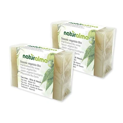 Abbildung von Pflanzliche handwerkliche Seife TEA TREE UND NEEMÖL Bio 2 X 100g Naturalma handwerklichen Kalltverarbeitung Vegan