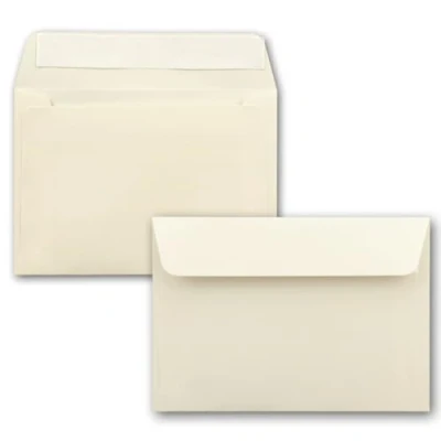 Abbildung von 100x Briefumschläge Vanille Creme DIN C6 Format 11,4 x 16,2 cm Haftklebung Kuverts ohne Fenster Weihnachten, Grußkarten &amp; Einladungen Für A6 A4 Papier