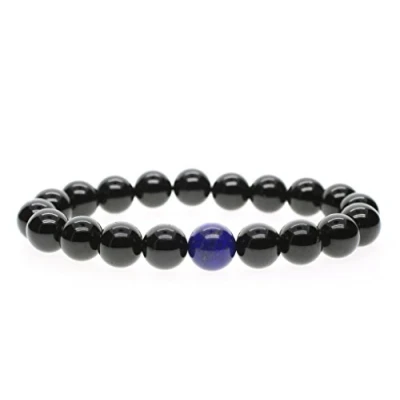 Abbildung von COAI Herren Armband aus 10mm Lapislazuli Schörl Schwarzer Turmalin vom Einfachen Stil