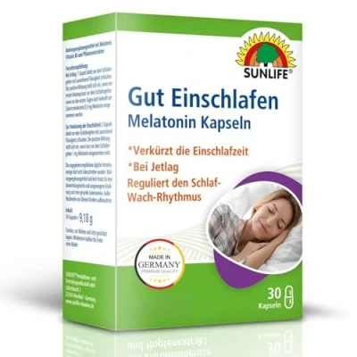 Abbildung von SUNLIFE Melatonin Kapseln hochdosiert 1 x 30 Stück 1mg mit Zitronenmelisse Extrakt Gut Einschlafen für Erwachsene hochwertiges Schlafmittel ideal bei Jetlag