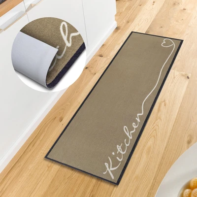 Abbildung von Zala Living Cook &amp; Clean Läufer rutschfest Teppichläufer Flachgewebe Kurzflor Teppich Küchenteppich Waschbar Küchenläufer Kitchen für Flur, Küche, Wohnzimmer Braun, 50x150cm