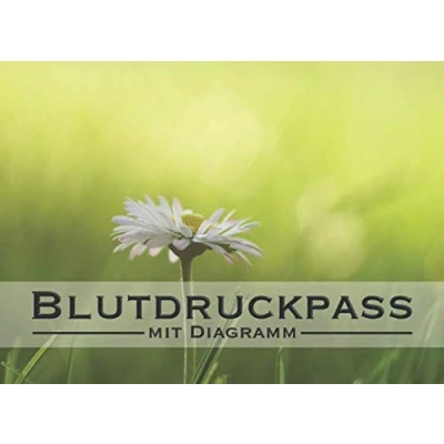 Abbildung von Blutdruckpass mit Diagramm: Blutdruck Tagebuch zum ausfüllen