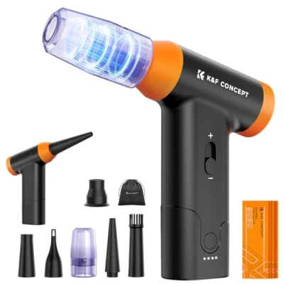 Abbildung von K&amp;F Concept 2 in 1 Elektrisches Luftgebläse 150000 U/min, mit 5000mAh Akku，Super Power Cordless Air Duster Weicher Mini Druckluftreiniger für Kamera, Auto, PC, Schwimmring,Tastatur,Outdoor,Haus