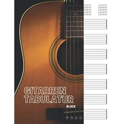 Abbildung von Gitarren tabulatur block: 7 Tabulator Zeilen pro Seite, 6 Akkorddiagramme Seite. Ideal für musiker, gitarristen oder musiklehrer.(110 ... Format A4, tab buch, gitarre tabulatur)