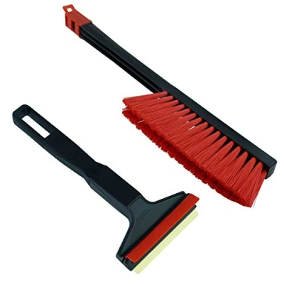 Abbildung von Set Murska Eiskratzer Auto mit Besen Messing Schneebesen Winter Scheibenkratzer Schnee Schneefeger Schneebürste (Set A053 + A059 Schwarz Rot)