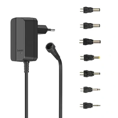 Abbildung von Hama Universal Netzteil einstellbar 12V (Ladegerät regelbar, AC Adapter 600mA, 7,2W, max. 12V, inkl. 7 Stecker USB u. DC, Schaltnetzteil für Lautsprecher, Tablet und mehr Haushaltselektronik)