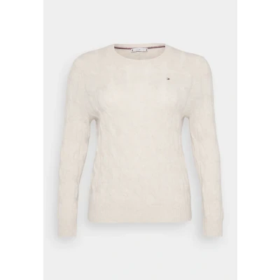 Abbildung von Tommy Hilfiger Curve SOFT Cable Strickpullover, Damen, Größe: 48, Heather oatmilk