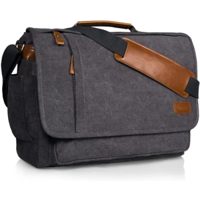 Abbildung von ESTARER Umhängetasche/Laptoptasche 15.6 Zoll für Arbeit/Uni aus Canvas Grau