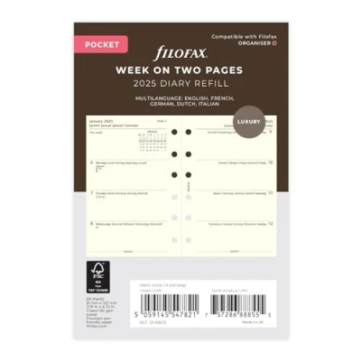 Abbildung von Filofax Pocket 5 LANG COTTON CREAM WEEK ON 2 PAGES 2025