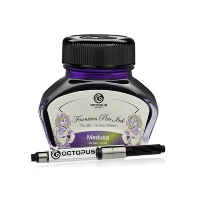 Abbildung von Octopus Fluids Füllhaltertinte Sheen mit Konverter, Medusa, Violett, 30 ml