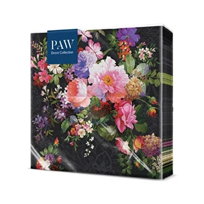Abbildung von PAW Servietten 3 lagig (33 x 33 cm) I 20 Stück Perfekt für Geburtstage, Partys, Hochzeiten, Kommunion und Feiern Papierservietten Bunt Elegante Blumen Farbe: Roses on Velvet