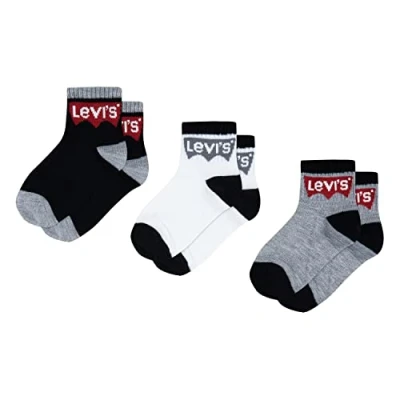 Abbildung von Levi&#039;s Batwing MID CUT 3 PACK Unisex Socken für Kinder, Größe: 23.5 27, Black