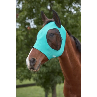 Abbildung von Weatherbeeta Fliegenmaske Deluxe Stretch Bug mit Ohren Türkis Schwarz Pony