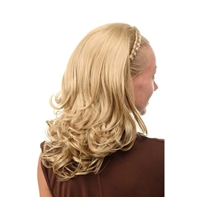Abbildung von WIG ME UP TYW60876H 24B Halbperücke Haarteil edel mit geflochtenem Haarreif lang glatt mittelblond blond geschwunge Spitzen