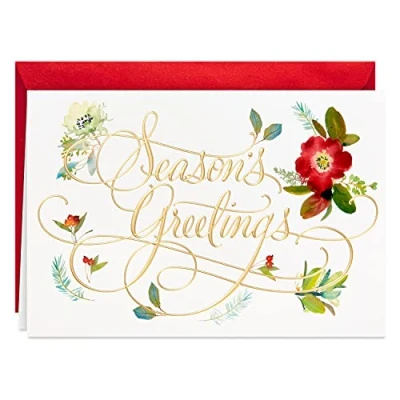 Abbildung von Hallmark Weihnachtskarten mit Blumenmotiv, 40 Karten Umschlägen