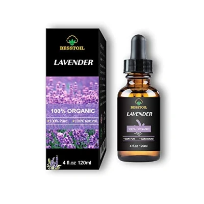 Abbildung von Ätherisches Bio Lavendelöl 100% reines, natürliches, gentechnikfreies, therapeutisches Produkt für den Aromatherapie Diffusor Premium Glastropfer (120 ml)