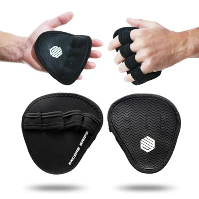 Abbildung von Griffhilfen Kraftsport, Griffpolster Griffpads für,Krafttraining, Fitness, Bodybuilding, Klimmzüge, 1 Paar Neopren Grip Pads Handgriffe, Trainings Pads, Cross Training, Trainingshandschuhen (Schwarz)