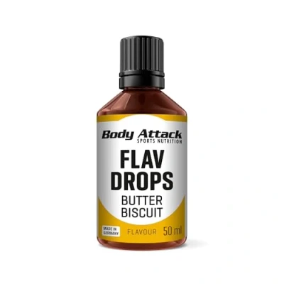 Abbildung von Body Attack Flav Drops®, 50 ml, Butter Biscuit, Aromatropfen für Lebensmittel, zuckerfreie Flavour Drops ohne Kalorien, vegan &amp; Qualität Made in Germany