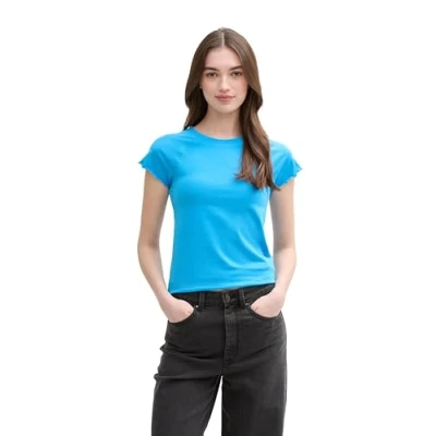 Abbildung von TOM Tailor Denim Raglan Tshirt basic, Damen, Größe: Large, Florida blue