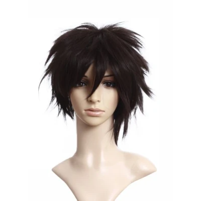 Abbildung von Prettyland Braun Schwarz Kurze Perücke für Mann Damen Fransige Kurzhaar L Lawliet Cosplay Manga Anime black Wig C056