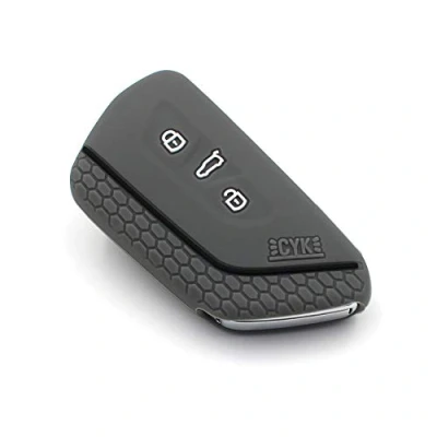 Abbildung von Schlüssel Hülle VF für 3 Tasten Auto Silikon Cover Schlüsselhülle Etui Schutzhülle (Aschgrau Schwarz)