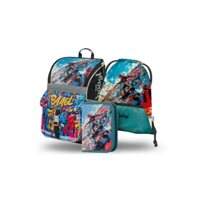 Abbildung von Baagl Zippy Skatepark Set 3TLG Schulranzen für Kinder, Größe: One Size, Schwarz