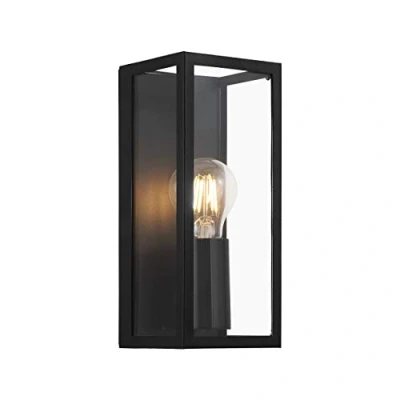 Abbildung von EGLO Wandlampe Amezola, 1 flammige Wandleuchte Industrial, Vintage, innen aus Stahl und Glas, Wohnzimmerlampe, Flurlampe in Schwarz, Klar, Badezimmer Lampe mit E27 Fassung, IP44