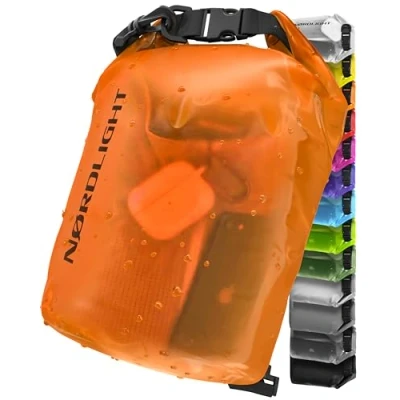 Abbildung von Nordlight Dry Bag 5L Wasserdichter Beutel (Orange) Packsack Mit Roll Top Verschluss Und Schultergurt Schwimmen, Baden, Strand, Kanu, Stand Up Paddling, Tauchen