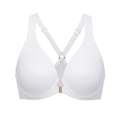 Abbildung von DELIMIRA Damen Vorderverschluss Racerback BH Grosse Grössen Bügel BHS Tiefer Ausschnitt Ungefüttert Vollschalen Weiss 100E