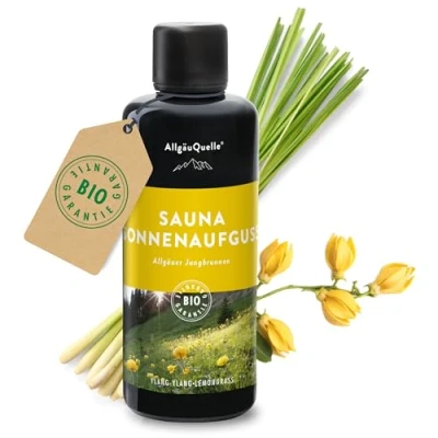 Abbildung von AllgäuQuelle® Sauna Aufgussmittel mit 100% Bio Öle Jungbrunnen Ylang Lemongrass 100ml
