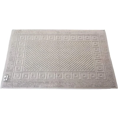 Abbildung von Carenesse Badvorleger 2er Set 50 x 70 cm grau I Saugstarke Badematte aus Baumwolle Hotelqualität Öko Tex 100 Duschvorleger mit Waffelmuster &amp; Bordüre dick fusselfrei