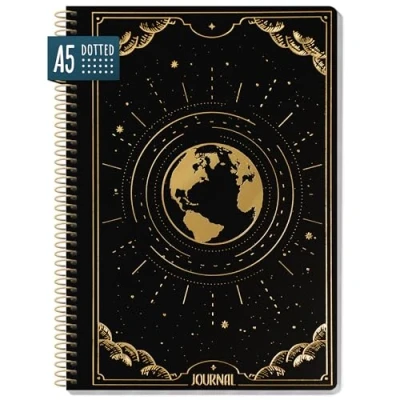 Abbildung von paper&amp;you® Bullet Journal dotted A5 mit Spiralbindung &quot;New Adventures&quot; 160 Seiten, Notizbuch gepunktet Spirale, College Block, Spiral Notizblock nachhaltig &amp; klimafreundlich