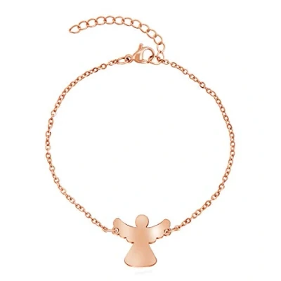 Abbildung von Nuoli® Schutzengel Armband Damen Rosegold (15 + 5cm verstellbar) Engel Armkette für Frauen &amp; Mädchen, aus poliertem Edelstahl, in Silber und erhältlich