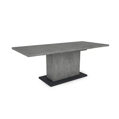 Abbildung von byLIVING Esszimmertisch ATHEN / Beton Optik grau großer Auszugstisch 160 cm bis 200 Säulentisch mit Ausziehfunktion Tisch Synchronauszug und Einlegeplatte x 90, H 75