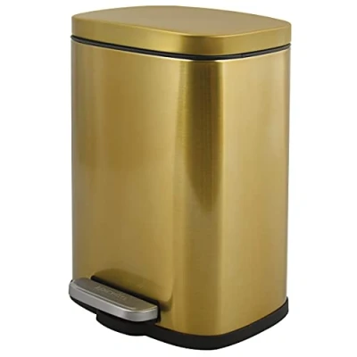 Abbildung von Spirella Kosmetikeimer 5 Liter Edelstahl mit Absenkautomatik und Inneneimer Akira Badezimmer Mülleimer Softclose Abfalleimer Gold glänzend