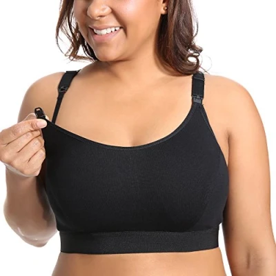 Abbildung von Gratlin Damen Stütz Sport Still BH Große Brüste Baumwolle Racerback Schwangerschafts BHS Schwarz XXL