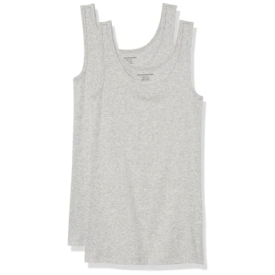 Abbildung von Amazon Essentials Damen Tanktop schlanke Passform, 2er Pack, Hellgrau Meliert, L