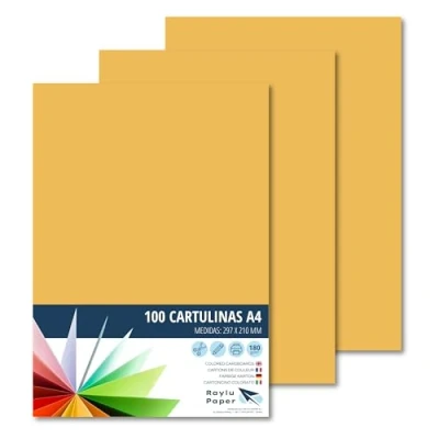 Abbildung von RAYLU PAPER Tonpapier A4, 100 Stück Kartonpapier 180g/m², 210 x 297 mm, professionelle farbige Kartons für Büro, Kopierpapier, Buntes Papier zum Basteln (Leder)