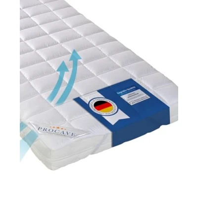 Abbildung von PROCAVE Matratzenschoner Micro Comfort Matratzenbezug Matratzentopper atmungsaktive Matratzenauflage Made in Germany Matratzenschutz mit Eckgummis 90x200 cm Weiß