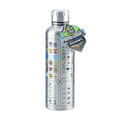 Abbildung von Paladone Minecraft Metall Wasserflasche Offizielles Lizenzprodukt, PP7995MCF, Mehrfarbig, One size