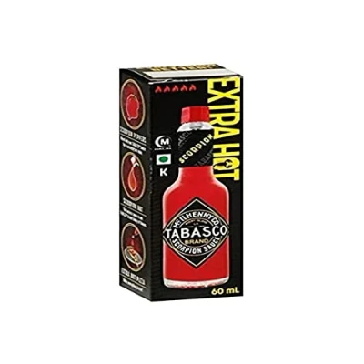 Abbildung von TABASCO Scorpion Sauce SEHR scharfe soße, 60ml Glasflasche Scoville Wert: 23.000 33.000 20x schärfer als der Durchschnittliche hot 100% natürliche Zutaten