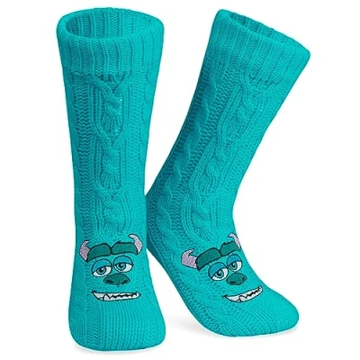 Abbildung von Disney Antirutschsocken Damen Teenager, One Size ABS Kuschelsocken Antirutsch Haussocken Winter Frauen Geschenke (Blau Sully)