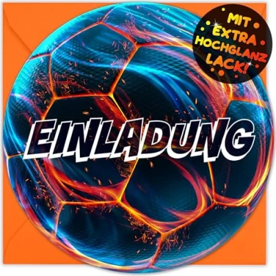 Abbildung von VULAVA 12x Fußball EINLADUNGSKARTEN KINDERGEBURTSTAG Junge Mädchen + Umschläge die Soccer PARTY Karten sind FUSSBALL Einladung für Jungen Kinder GEBURTSTAG SPIEL